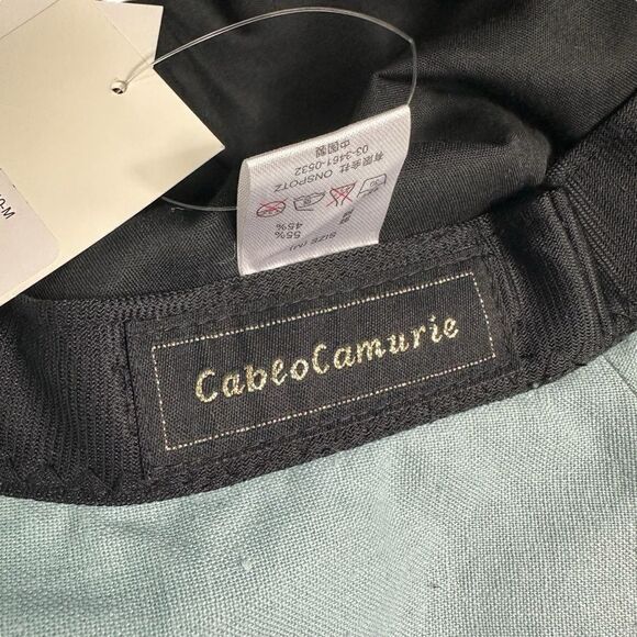 Cablo Camurie Wide Brim Adjustable Cotton Cloche Bucket Hat in Blue - Picture 8 of 10